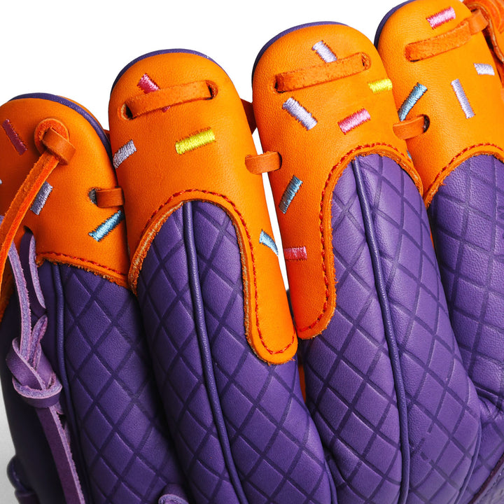 Translation missing: en.Orange drip with stitched sprinkles over  purple the purple waffle cone design of the glove