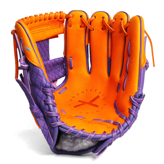Inside shot of the orange palm of the youth baseball glove