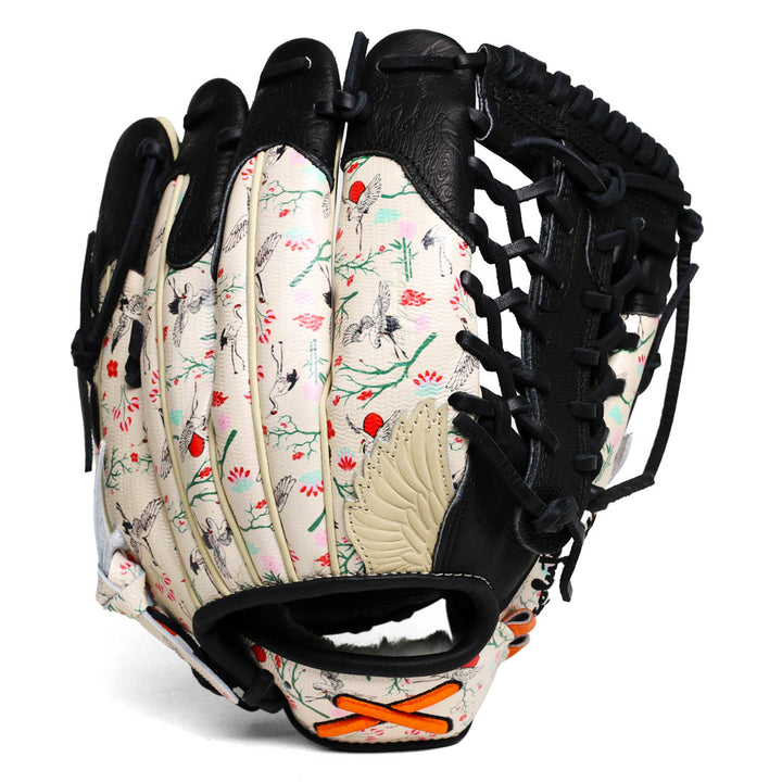 Translation missing: en.Mod Trap baseball glove for a Right Handed thrower with floral pattern on a white background