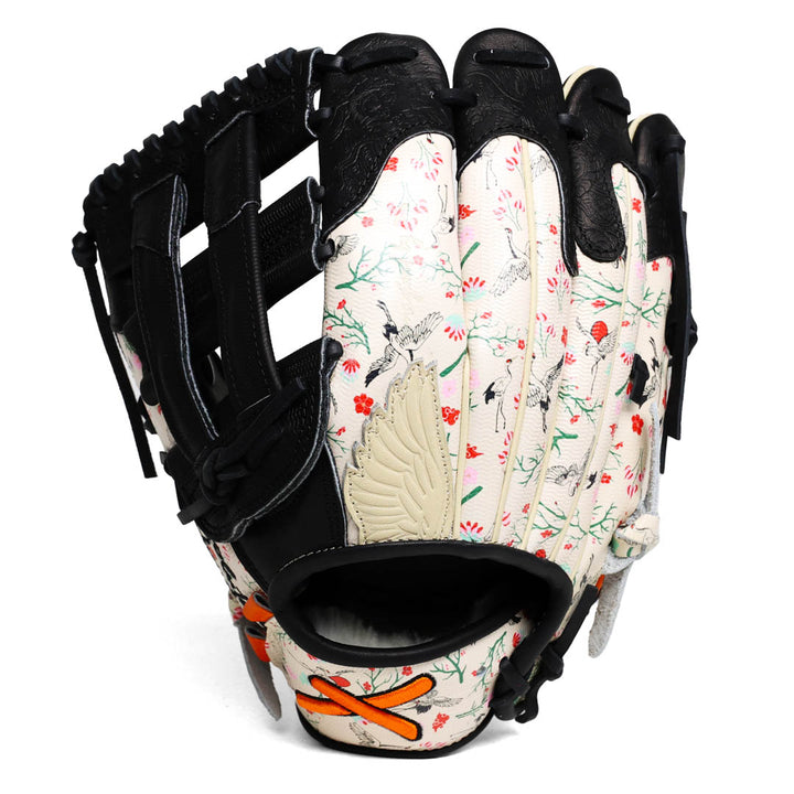 Translation missing: en.Softball H-Web glove with floral pattern on a white background