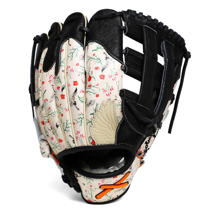 Translation missing: en.H-Web Softball glove with floral pattern on a white background