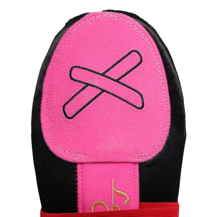 Translation missing: en.Pink and black sliding mitt with the 'x' ogo on a white background
