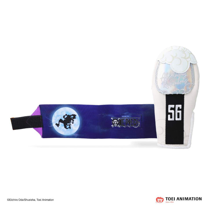 Translation missing: en.Sliding mitt with midnight blue strap featuring the one piece and gear5 logo, as well as the number 56 on a white background