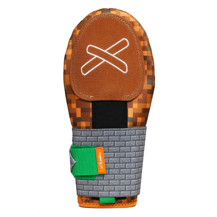Translation missing: en.back view of a pixelated sliding mitt with the "X" logo on the palm side of the sliding mitt