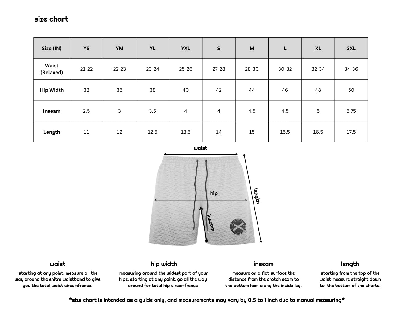 Size chart image